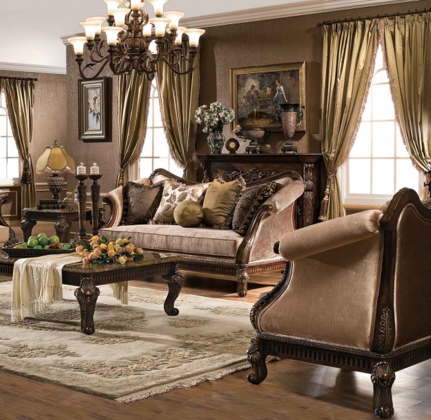 Hampton Sofa / Arm Chair shown in Antique Walnut finish