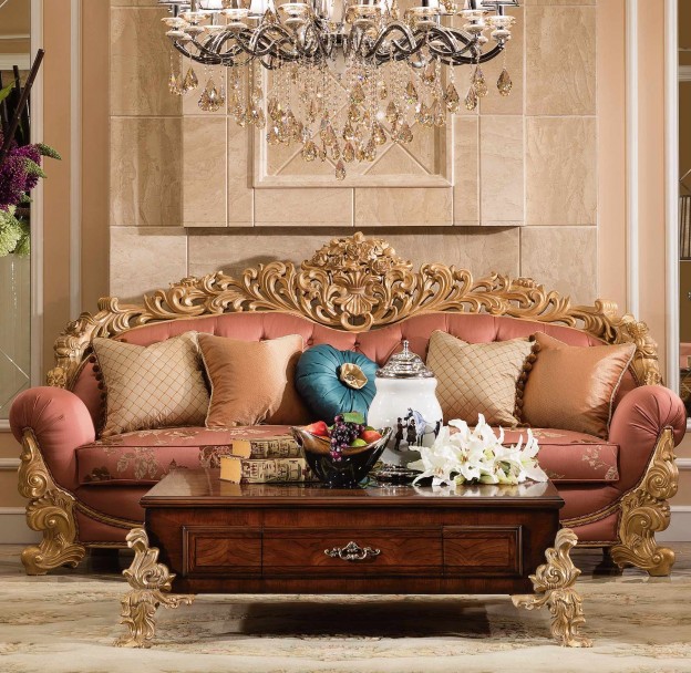 Waldorf 3-Seater Sofa in Antique Gold finish