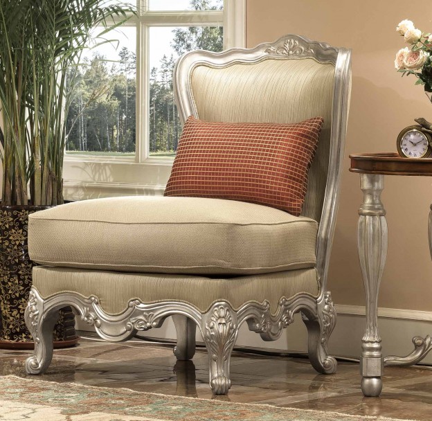 Leighton Accent Chair shown in Antique Silver Leaf finish