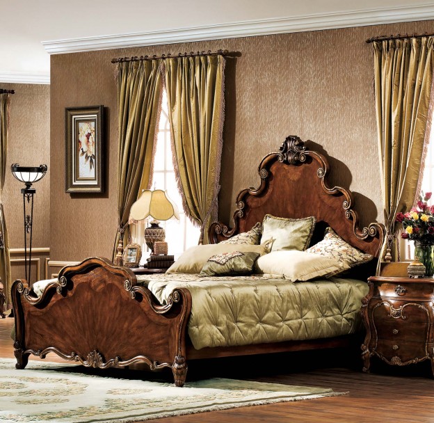 Corinth Bed shown in Antique Walnut finish