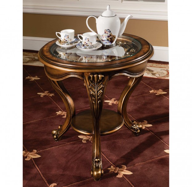 Augustine End Table w/ Glass Top shown in Parisian Bronze finish