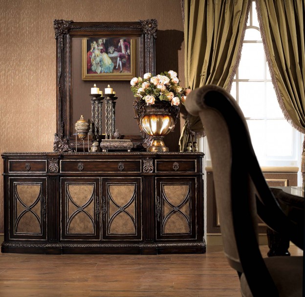 Essex Credenza w/ Marble Inlay shown in Antique Chestnut finish