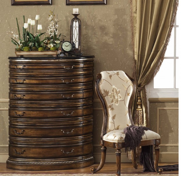 Oxford Six Drawer Chest w/ Granite Top shown in Parisian Bronze finish