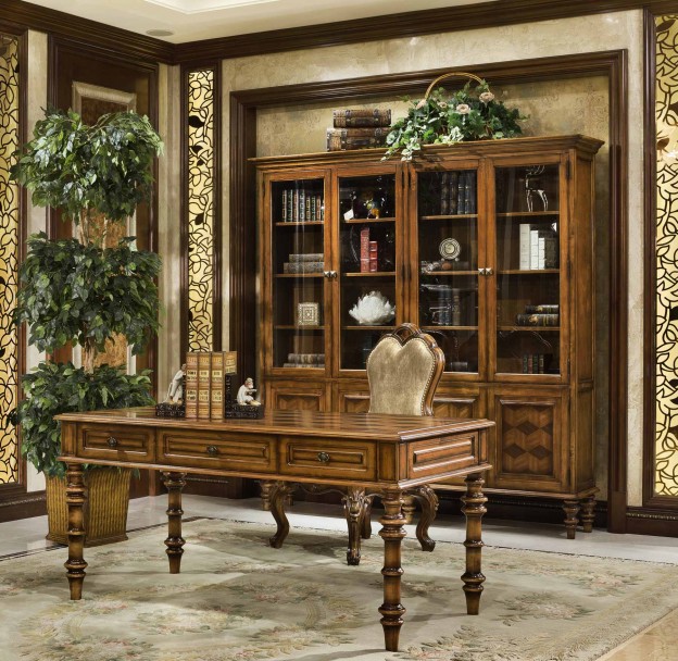 Huntington Wall Unit / Bookcase shown in Vintage Cohiba finish