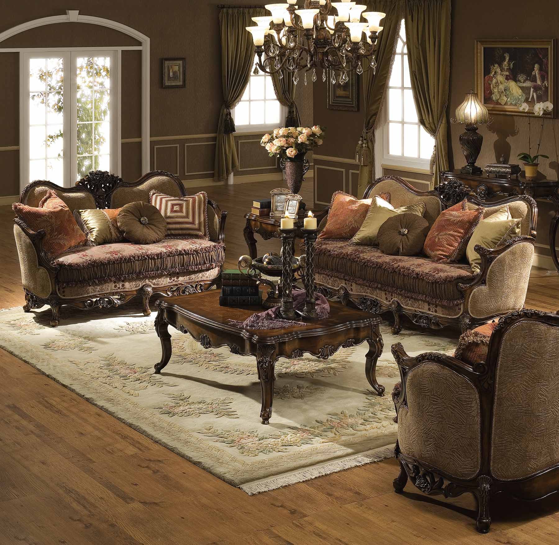 Victoria 5 Pc Living Room Set Antique Walnut Living Room Sets Living Room