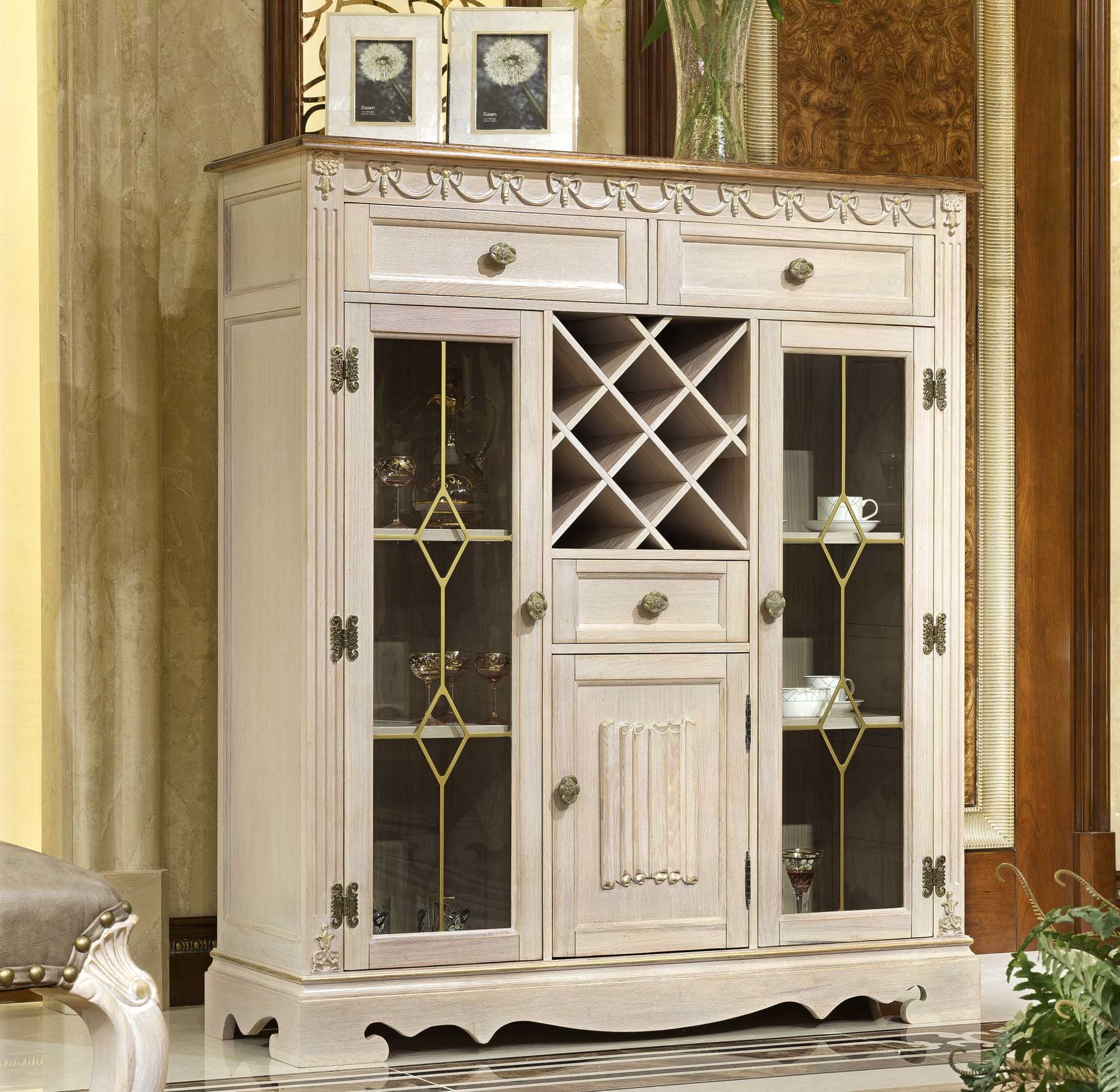 Antique white wine discount cabinet