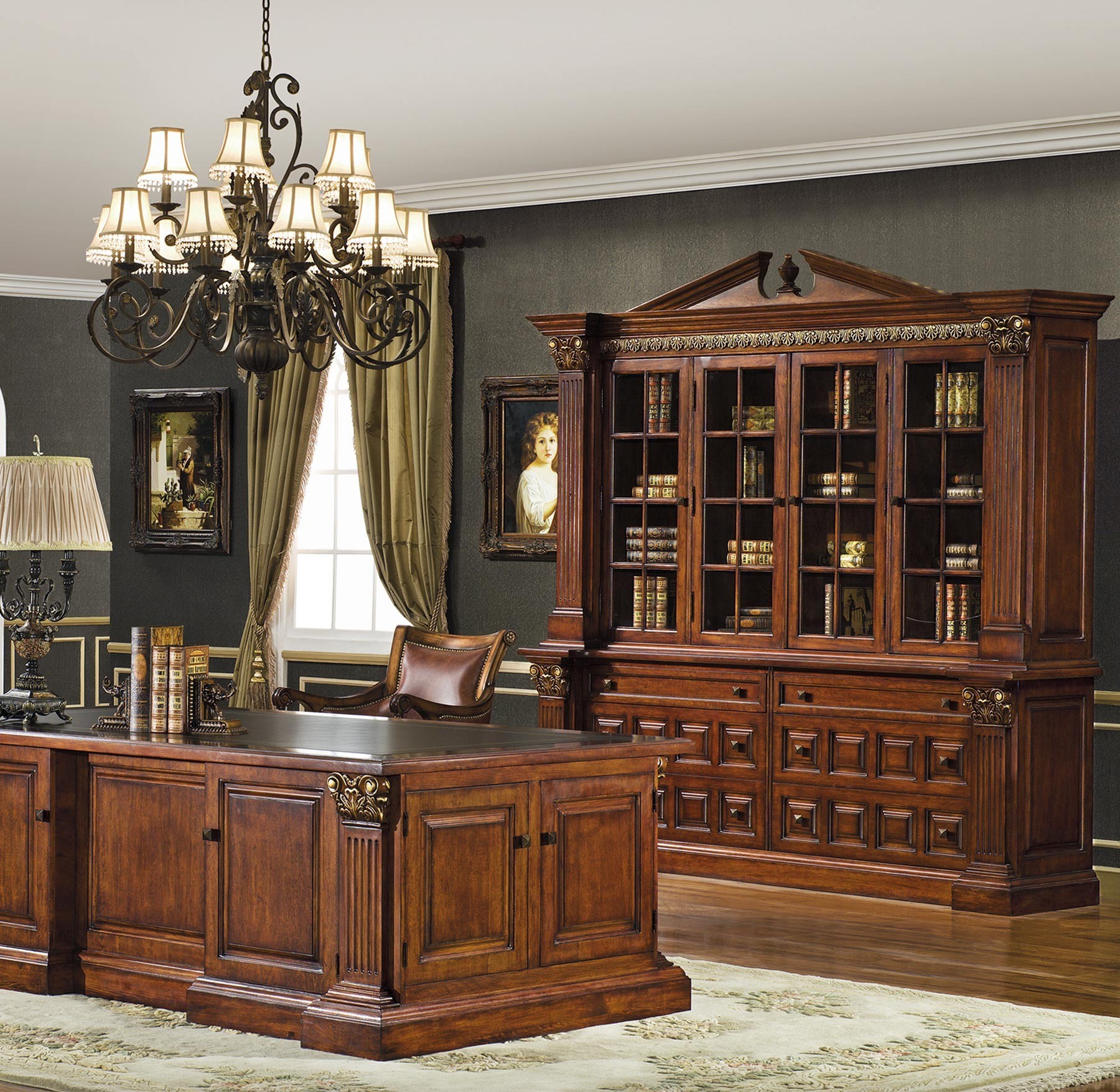 Princeton Wall Unit / Book Case shown in Cherry Mahogany finish