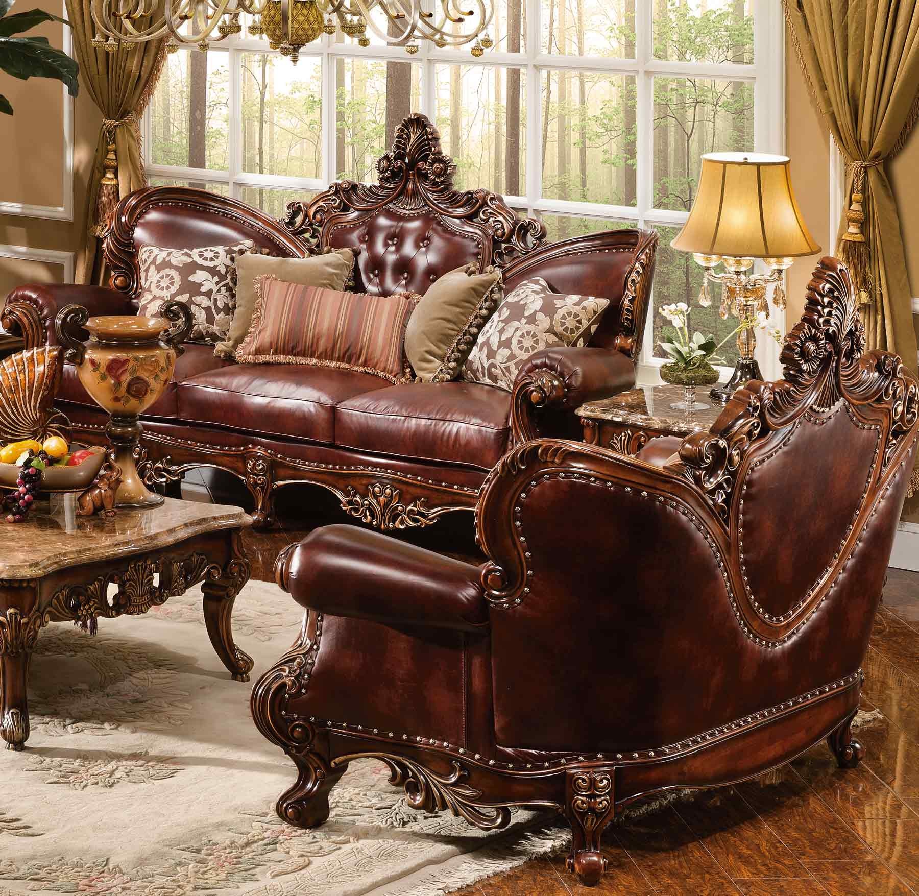 Alexia Loveseat / 3-Seater Sofa shown in Antique Cherry finish