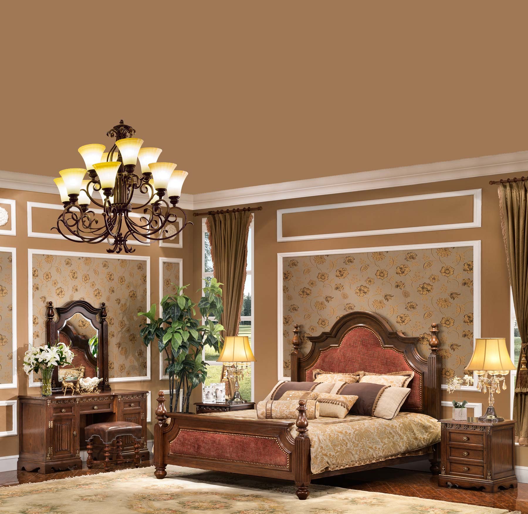 Grosvenor 5-pc Bedroom Set shown in Antique Cocoa finish