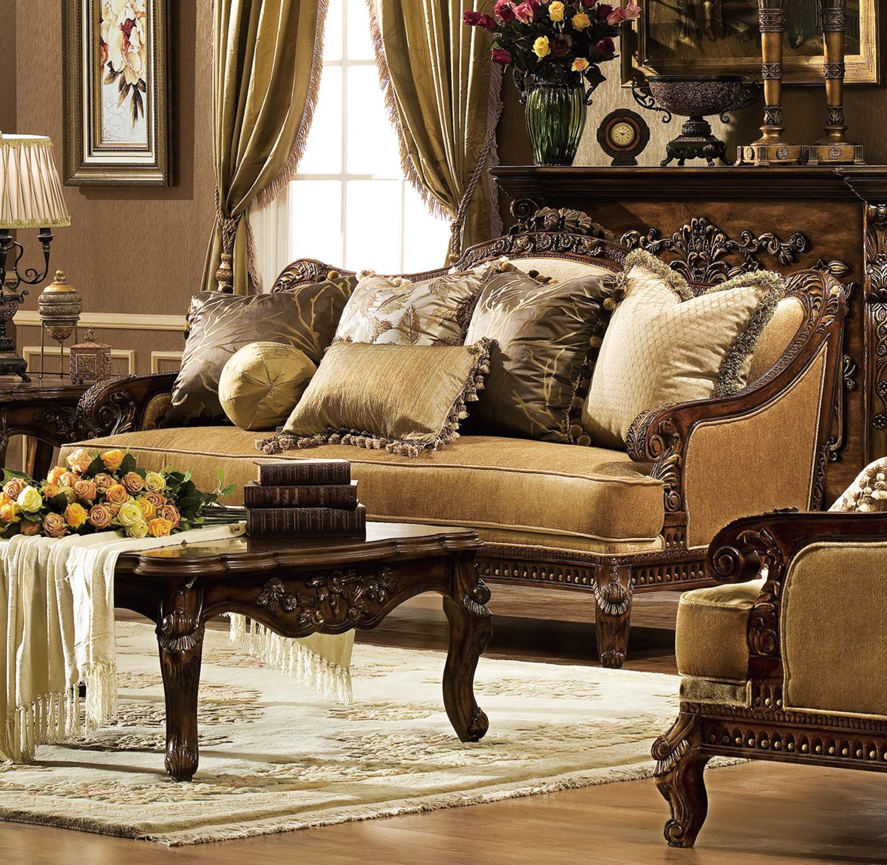 Canterbury Arm Chair / Sofa shown in Antique Walnut finish