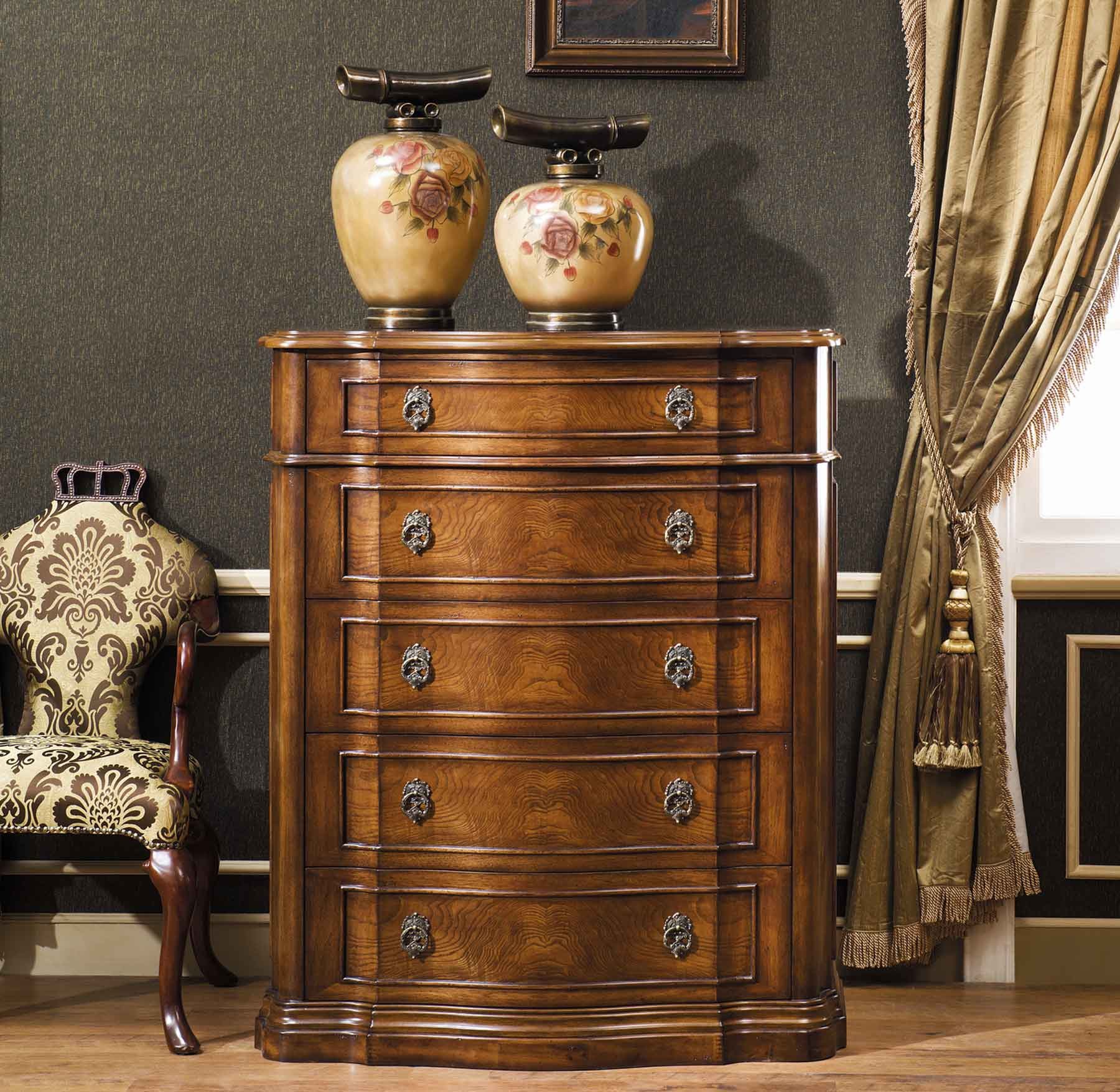 Carneros Five Drawer Chest shown in Antique Walnut finish