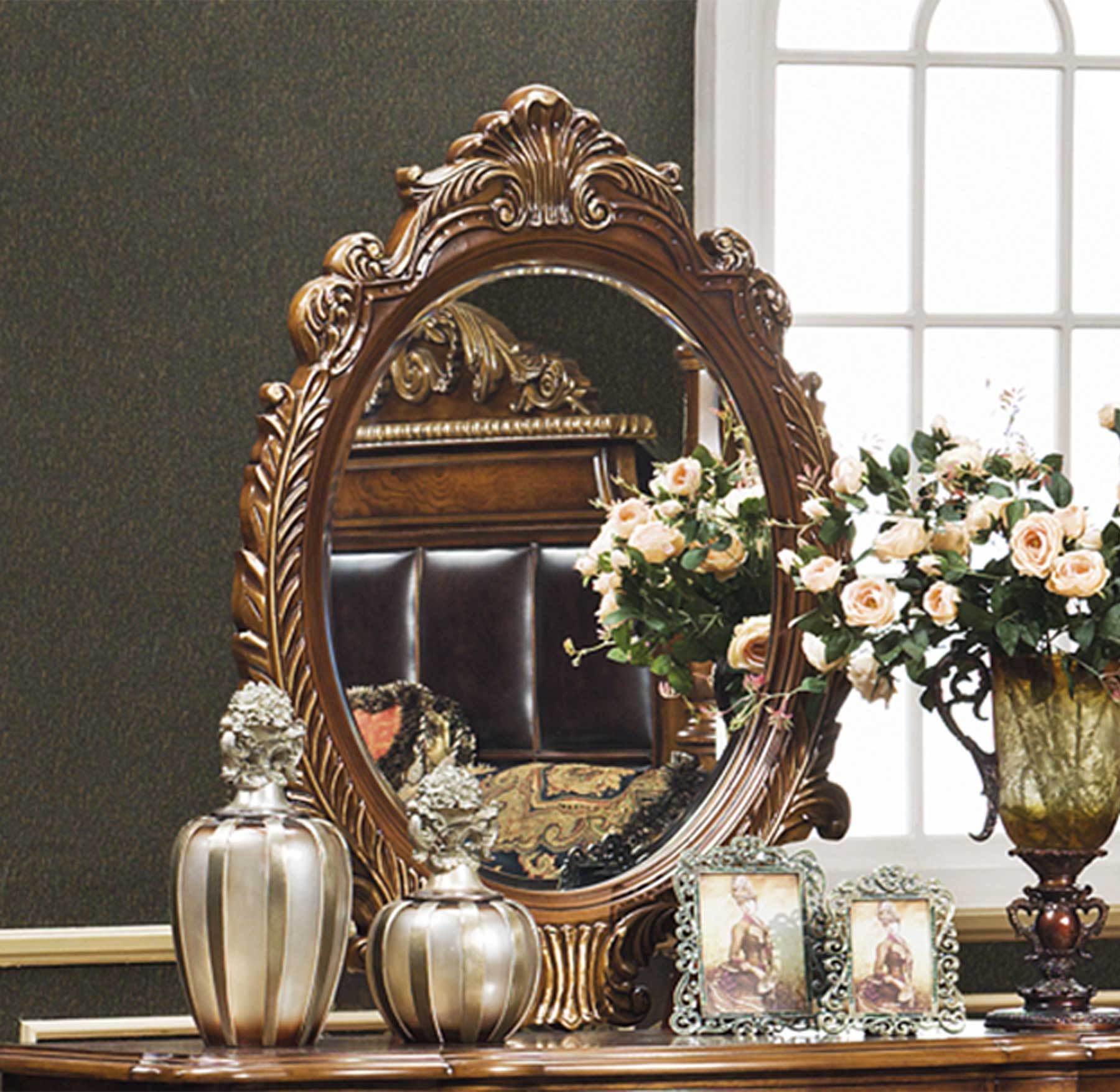 Carneros Accent Mirror shown in Antique Walnut finish