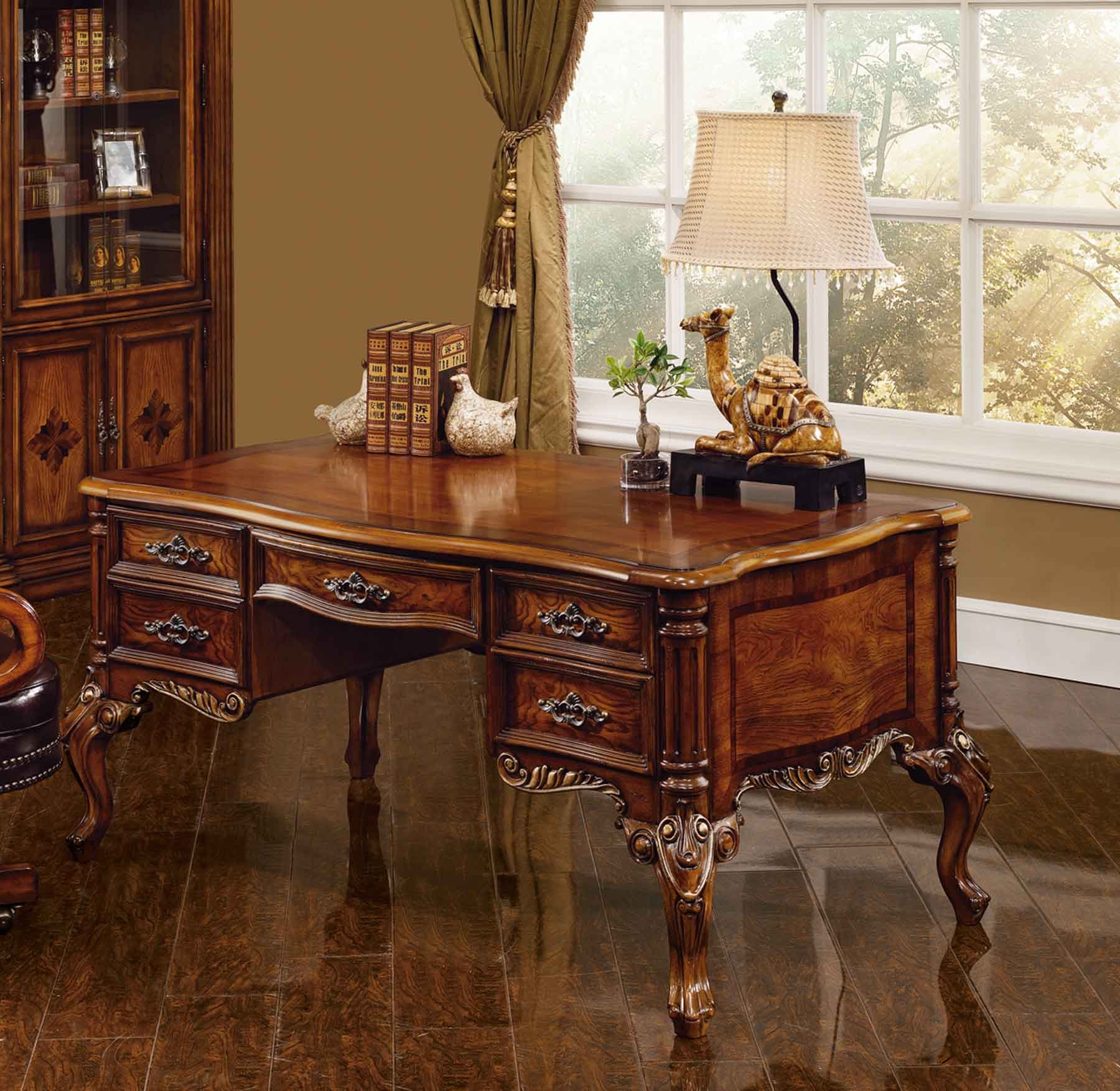 Exeter Executive Desk shown in Antique Walnut finish