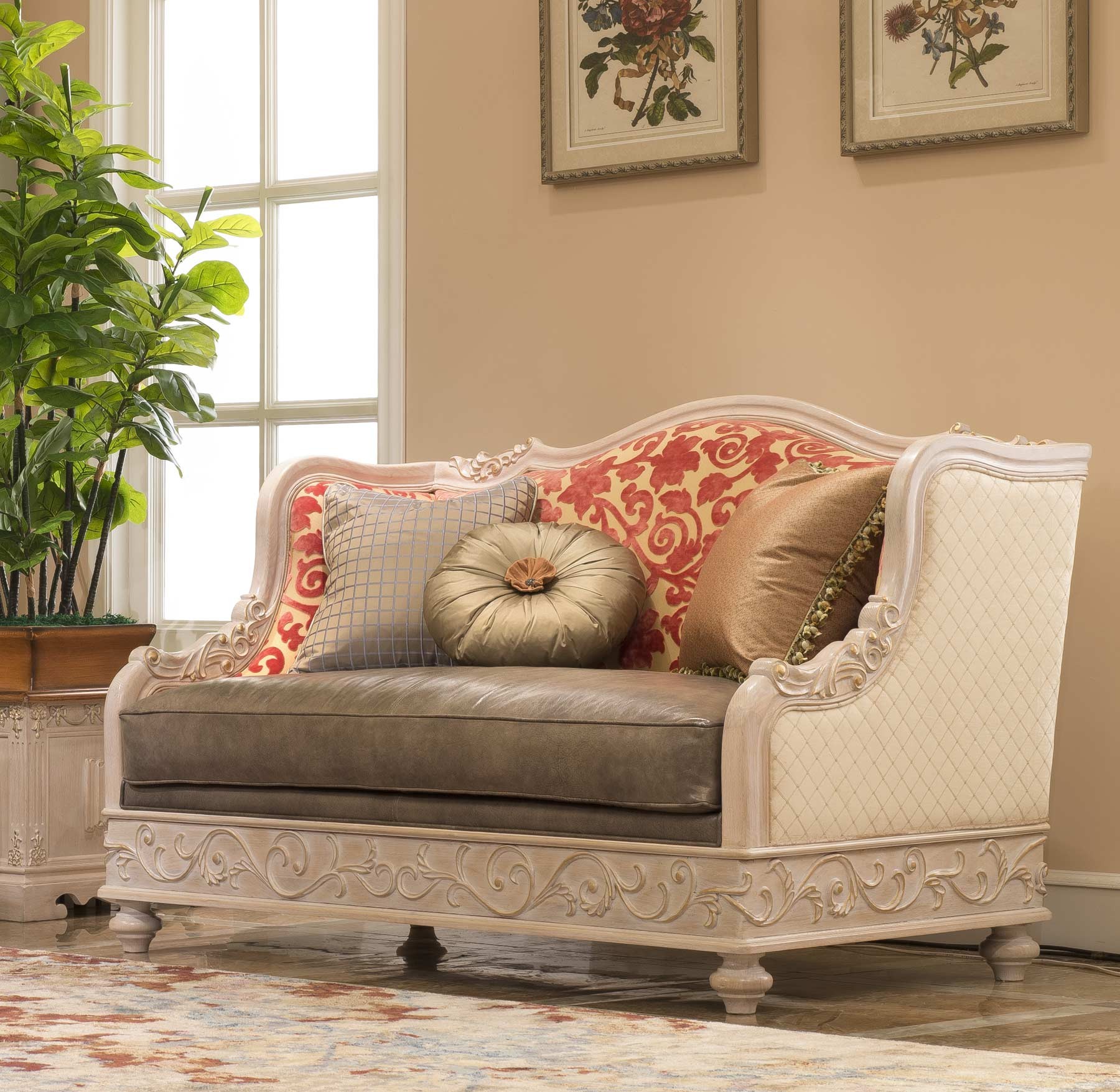 Grosvenor Loveseat shown in Antique Almond finish