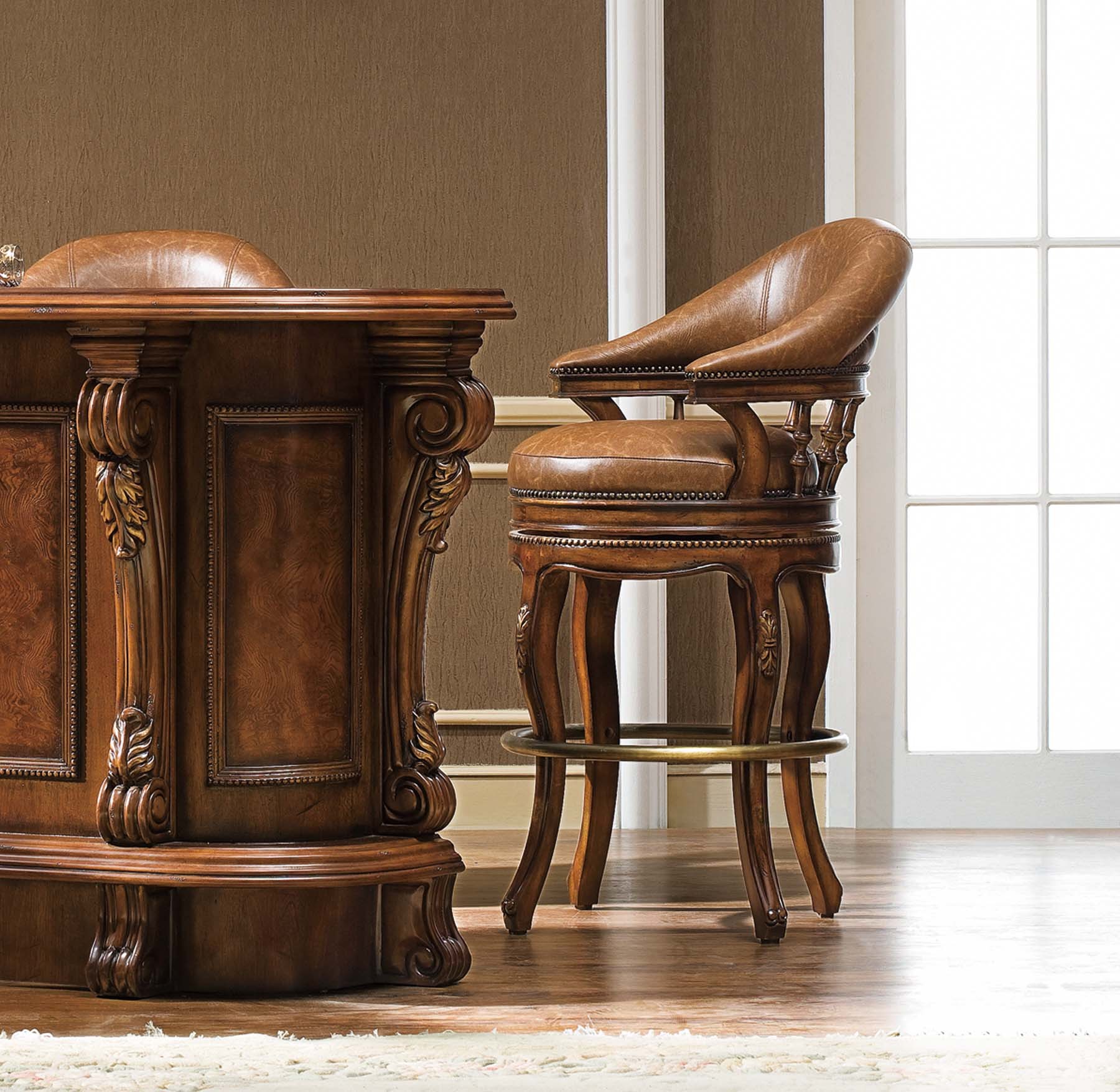 Yellowstone Bar Stool shown in Antique Walnut finish