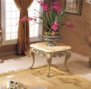 Sullivan End Table w/ Marble Top in Antique Bisque finish
