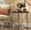 Leighton End Table with Glass Top shown in Antique Silver Leaf finish