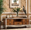 Leighton TV Cabinet shown in Vintage Cohiba and Antique Silver Leaf finish